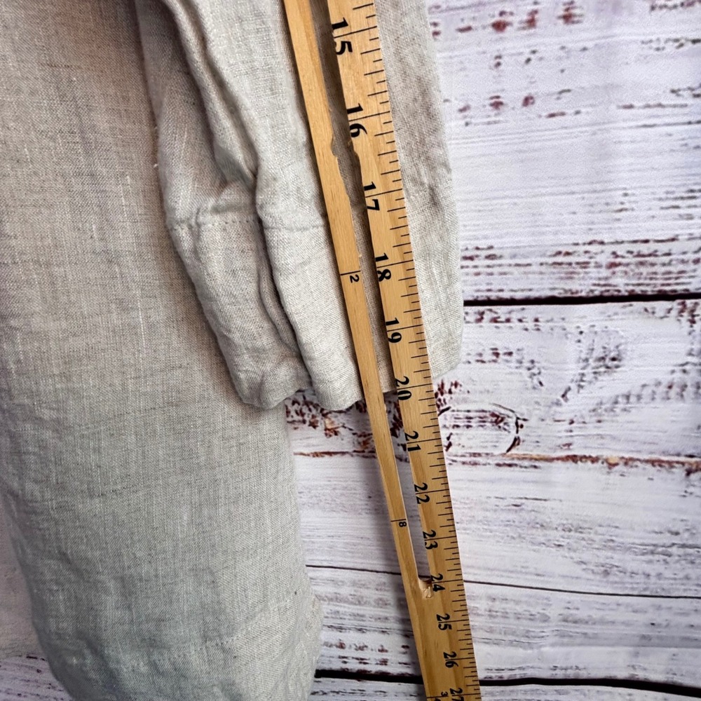 100% Linen Tunic Lands' End M Oatmeal Beige Top Boxy Pockets Lagenlook Boho Mori - Picture 9 of 11